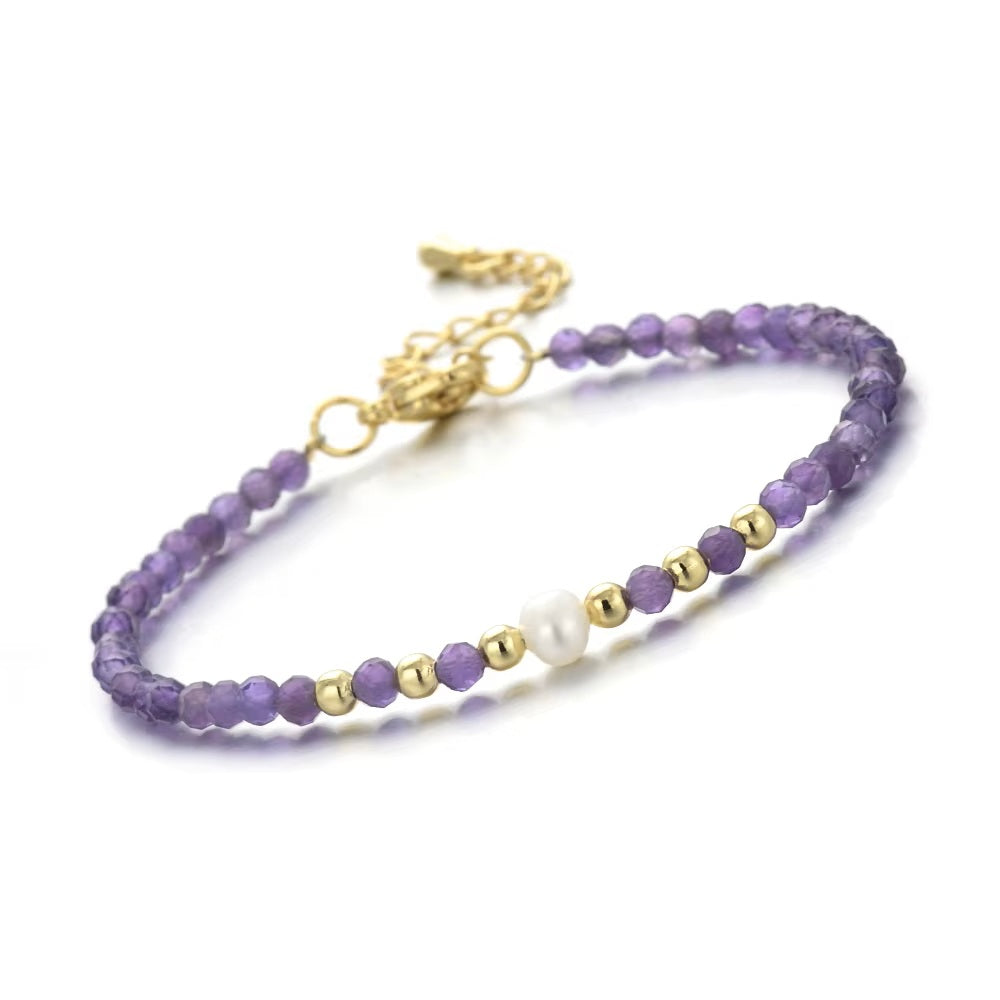 Natural Purple Amethyst and Pearl